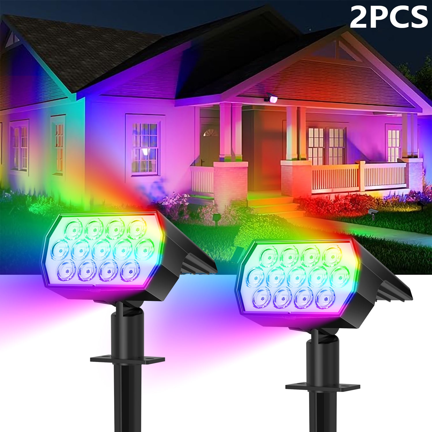 2PCS 13RGB  Landscape Lights
