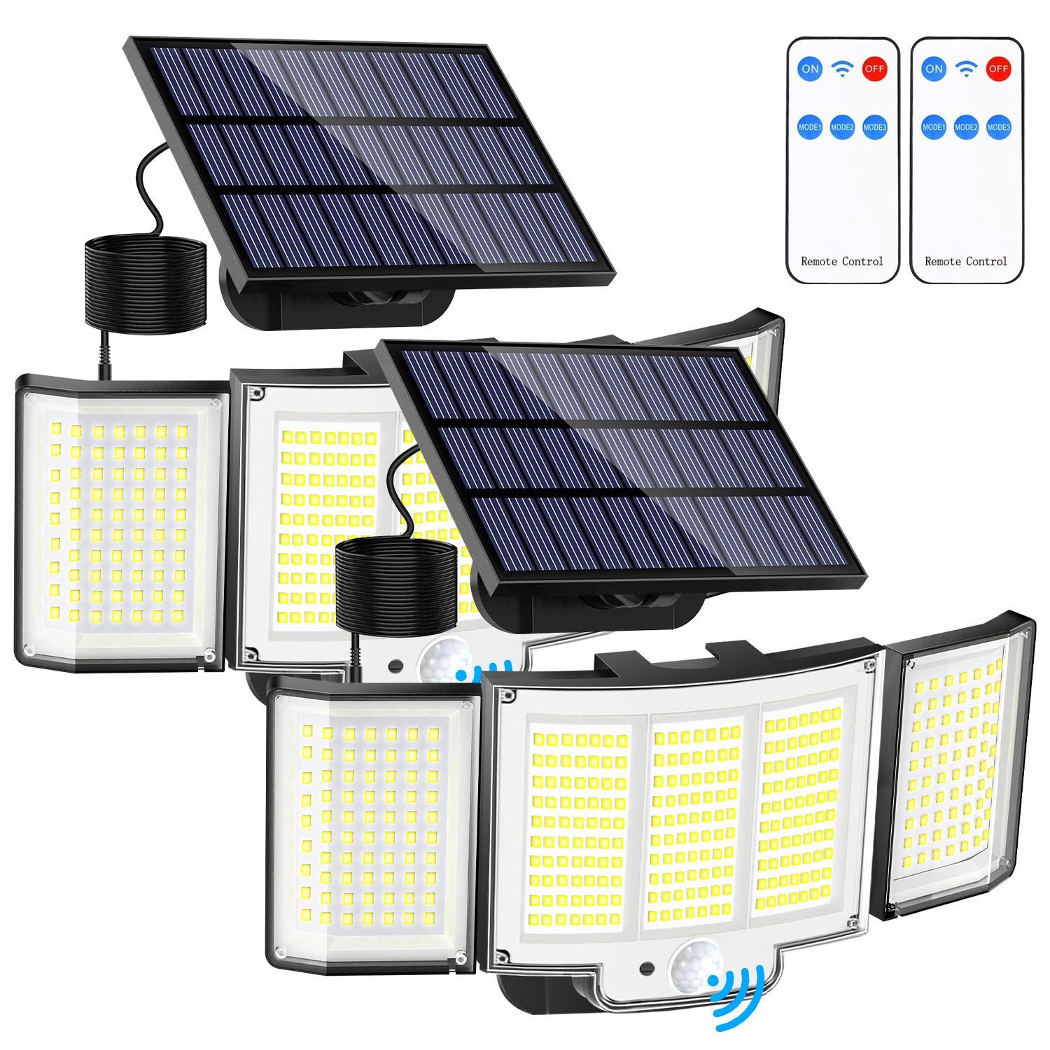 2PCS 348LED 3 Adjustable Heads Separate Panel Motion Sensor Light (Cold White）