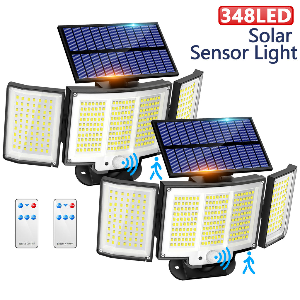 2PCS   348 LED    3 Adjustable Heads  Motion Sensor Lights (Cold White）