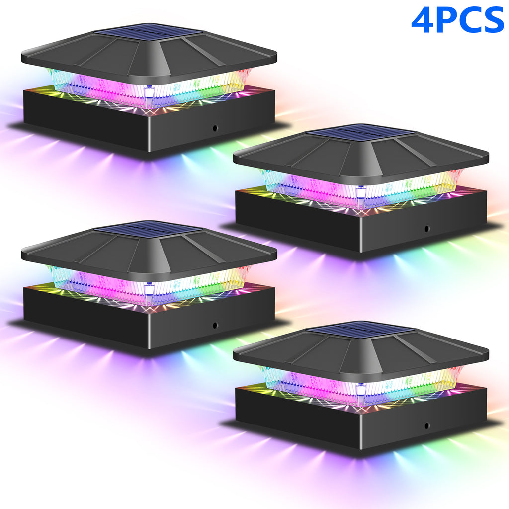4PCS Solar Post Cap Lights（RGB）