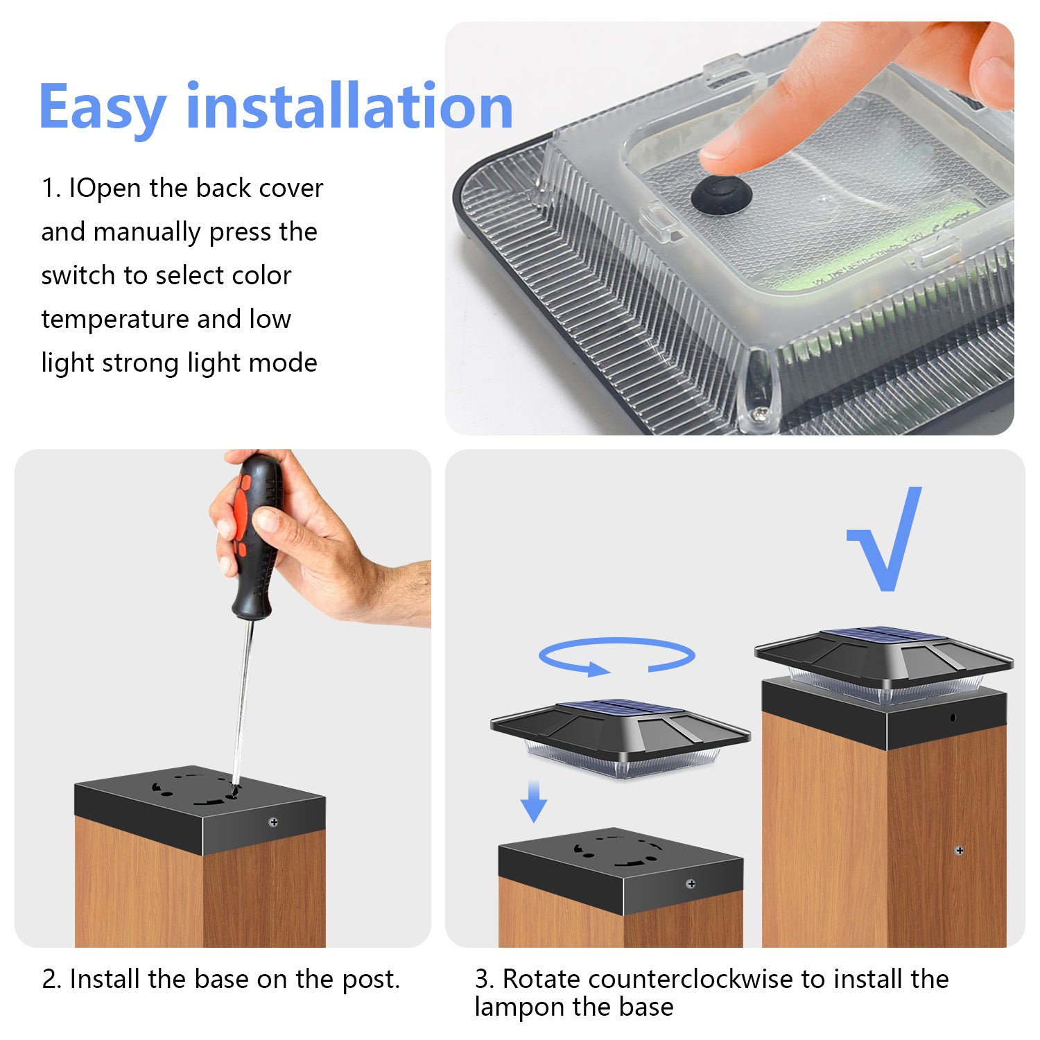 6PCS Solar Post Cap Lights（WARM/WHITE）