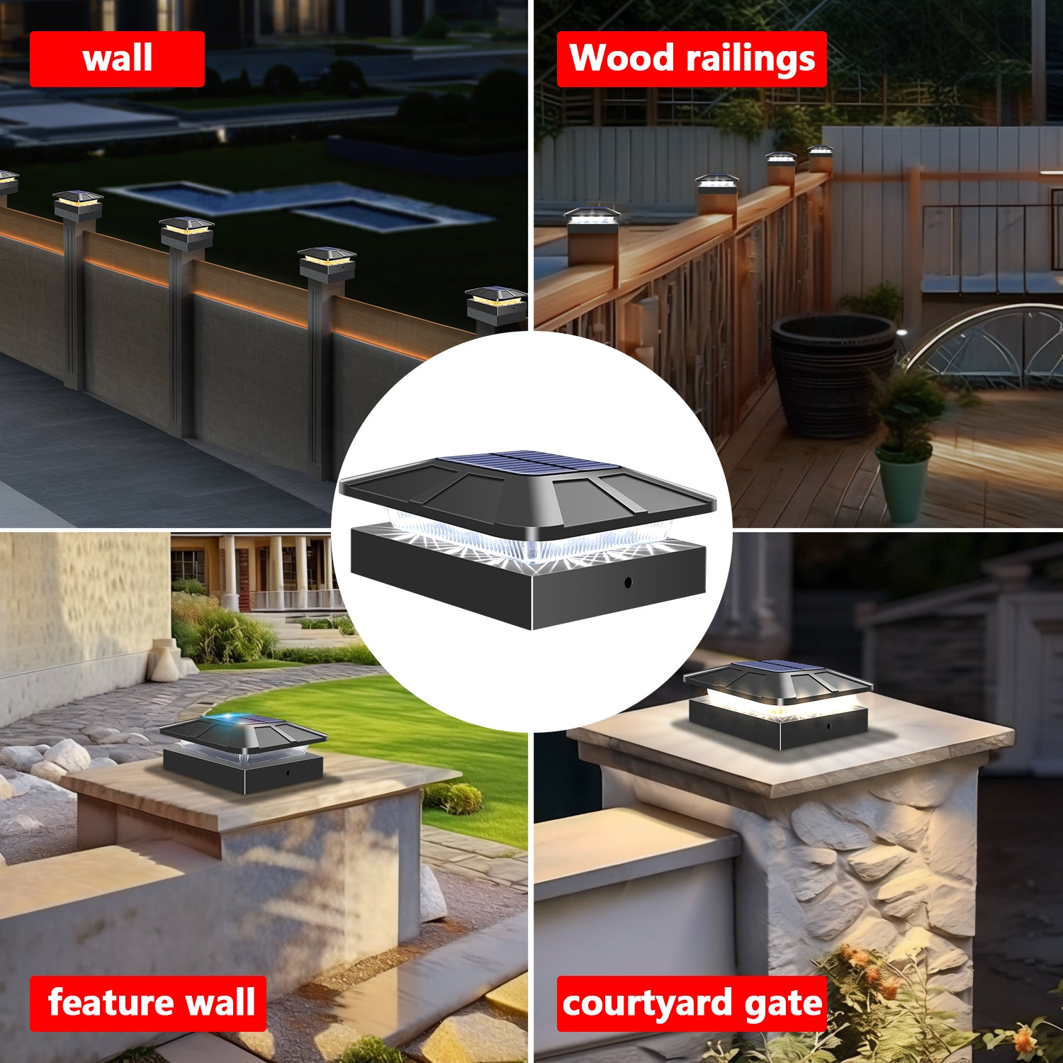 6PCS Solar Post Cap Lights（WARM/WHITE）