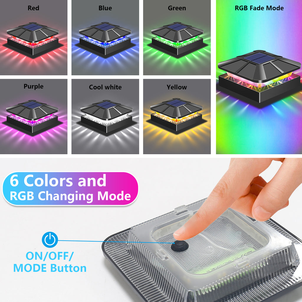 4PCS Solar Post Cap Lights（RGB）