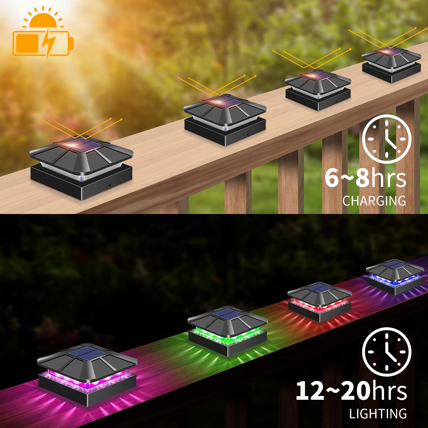 4PCS Solar Post Cap Lights（RGB）