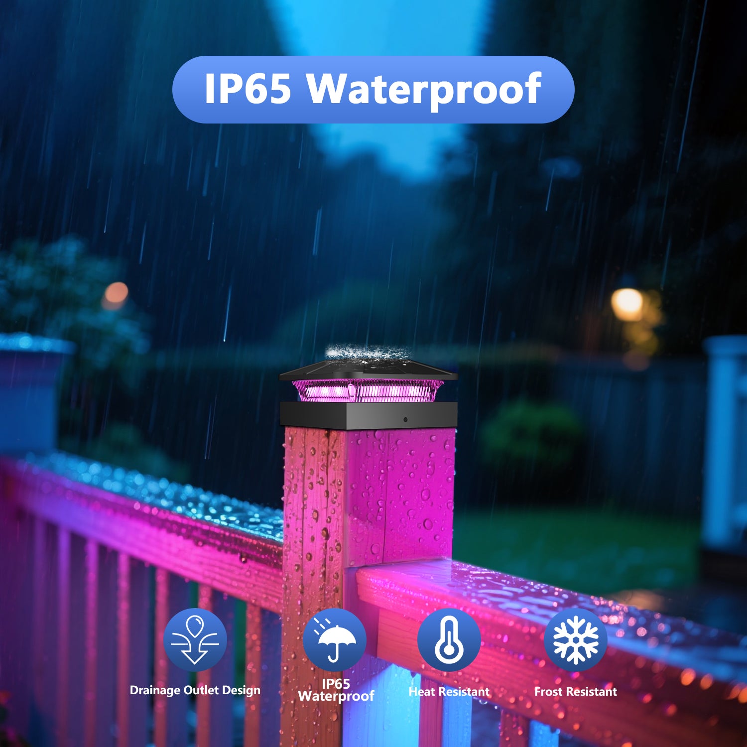 4PCS Solar Post Cap Lights（RGB）