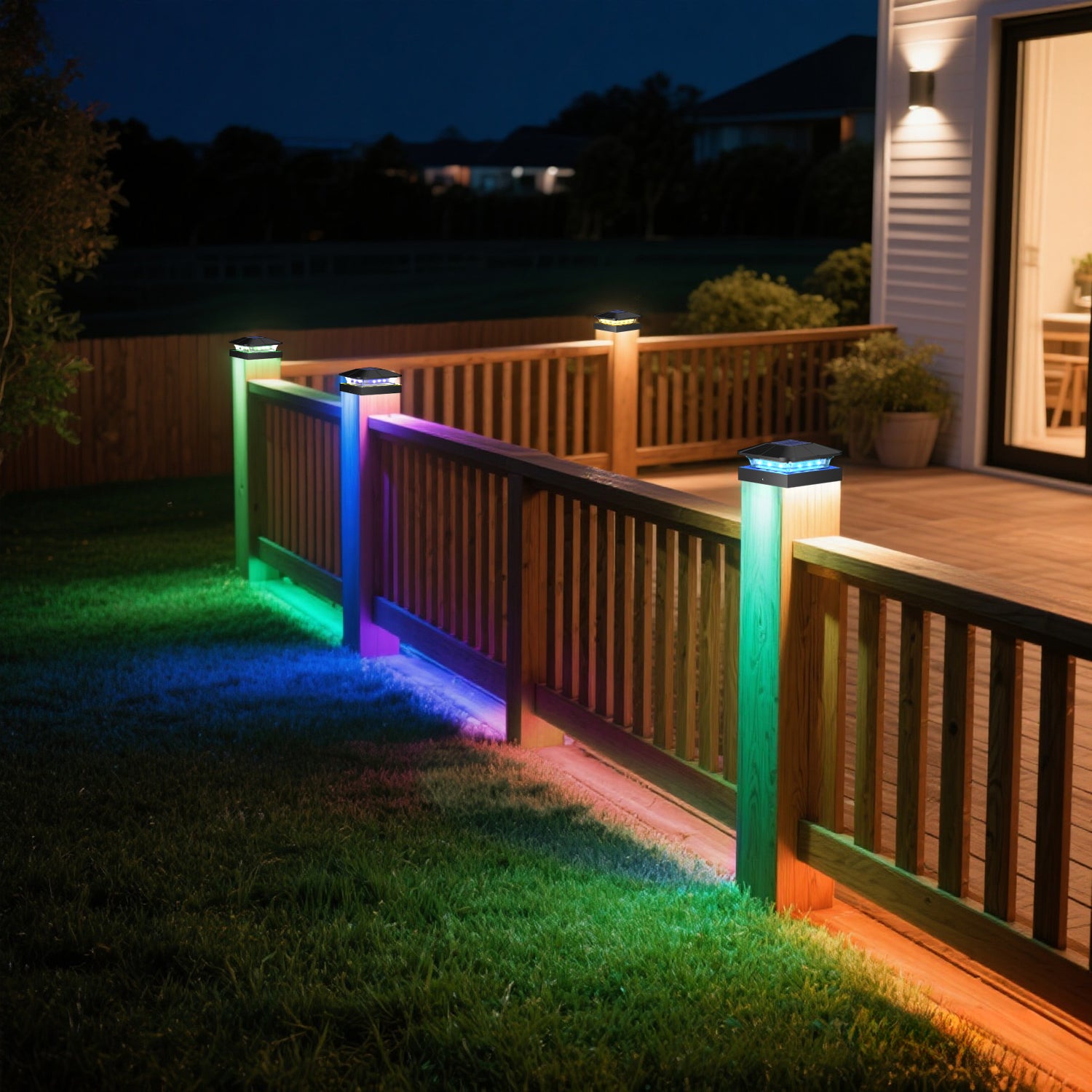 4PCS Solar Post Cap Lights（RGB）